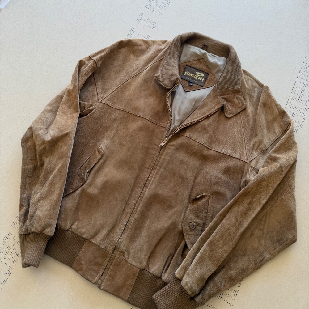 Vintage 80's Foxrun Suede Leather Bomber Jacket Made In Korea